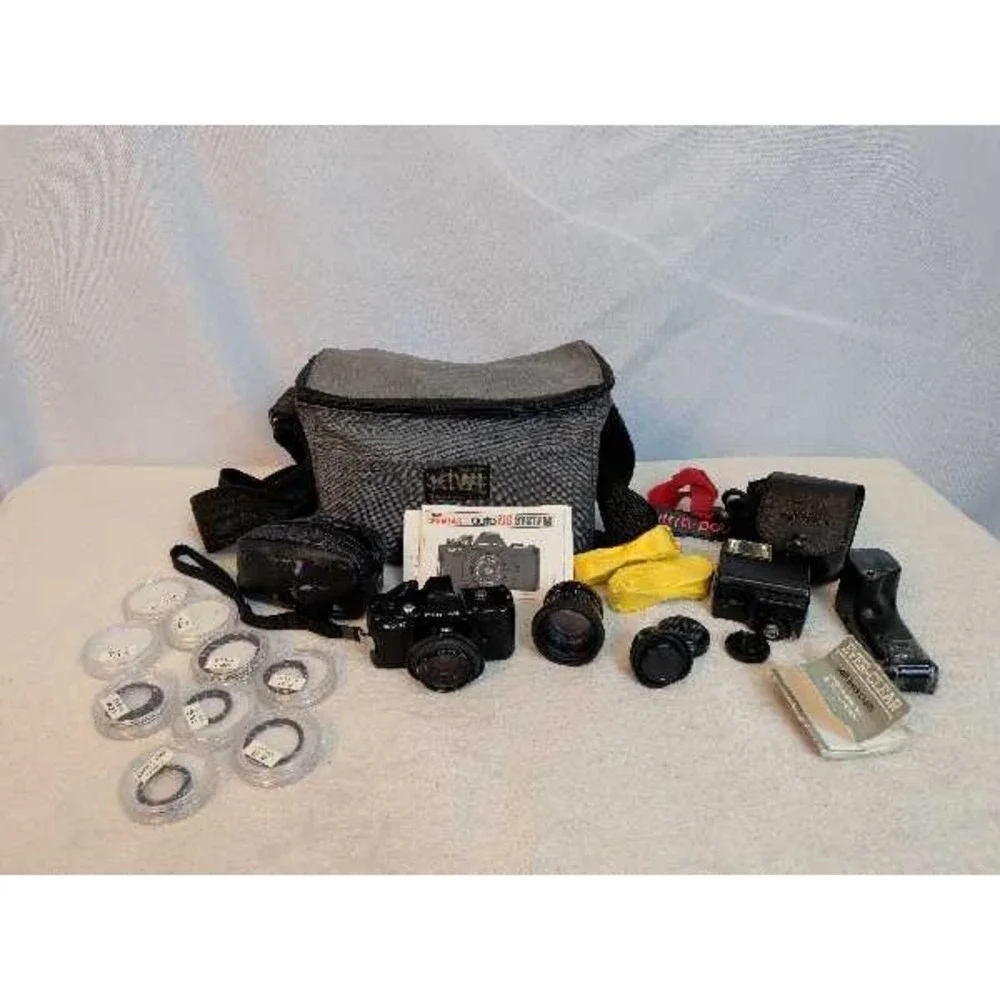 Pentax Auto 110 SLR Camera System Kit With Lenses Bag Manual 110 Film (2) Unopen